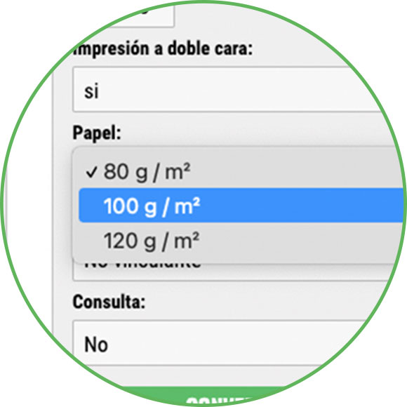 Permet escollir el tipus de gramatge per als projectes PDF